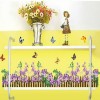 Purple Wisteria Flowers Butterfly Sticker,  Baseboard and Wall Border Stickers